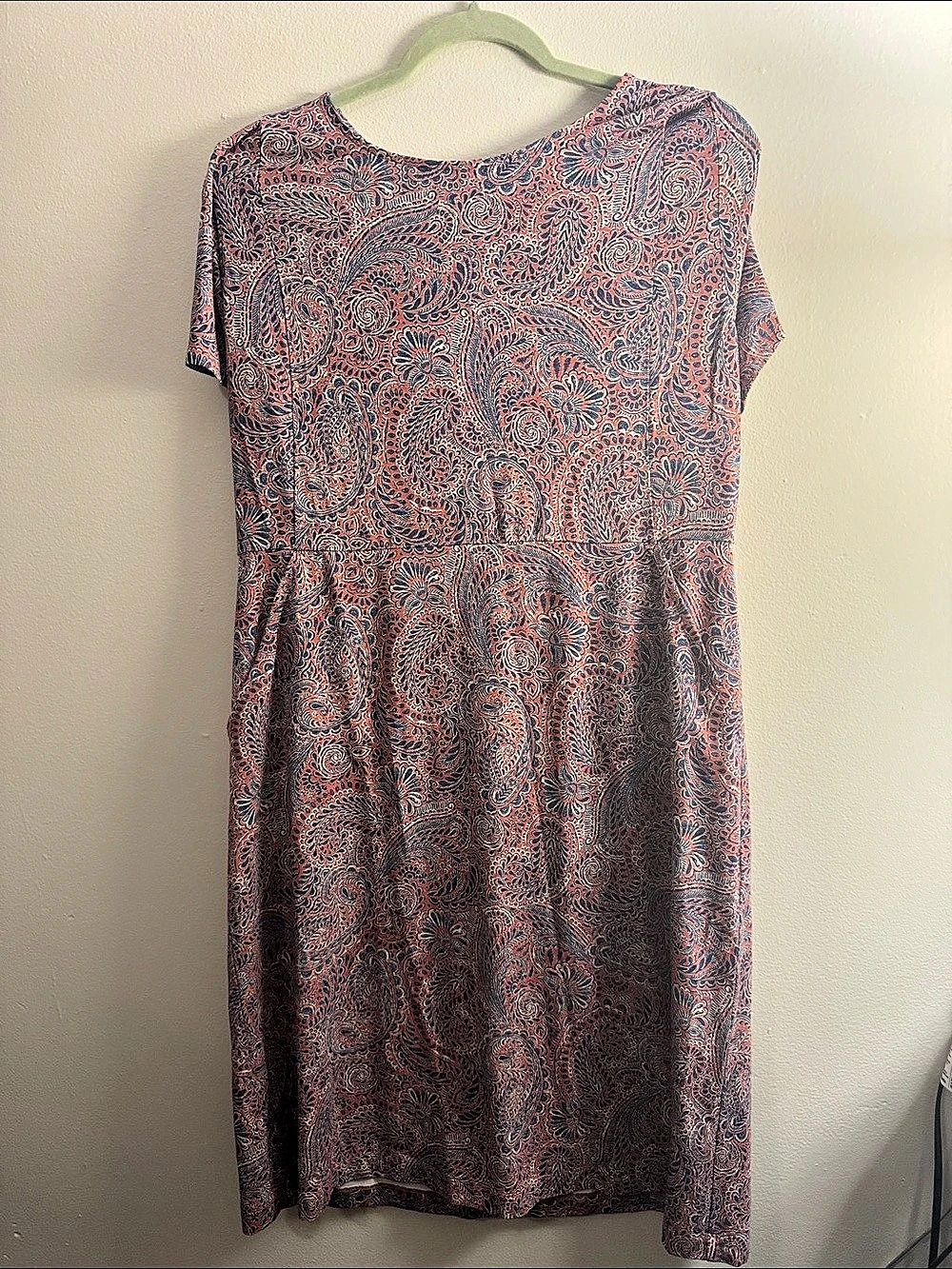 J. Jill Paisley Midi Dress in Pink & Blue Size Medium NWT